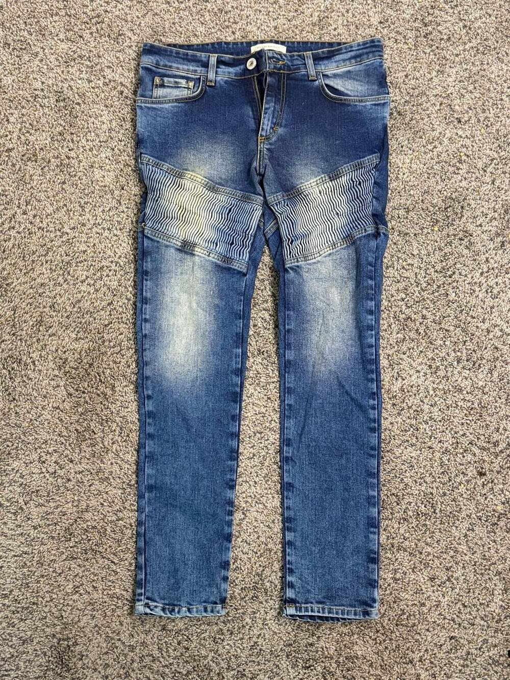 Pierre Balmain Men's Moto Biker Denim Jeans